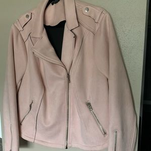 Pink suede like moto jacket